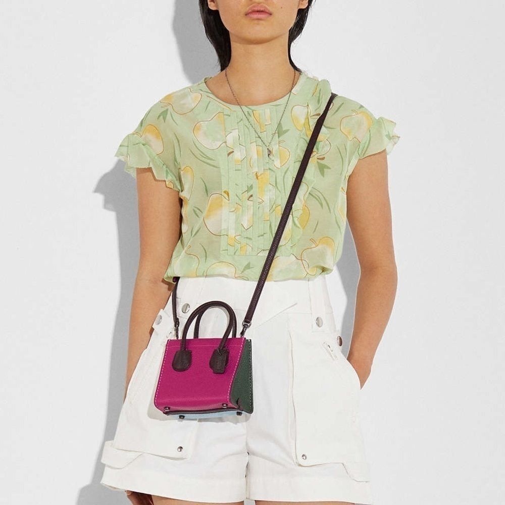 NWT COACH Cashin Carry Tote 14 Colorblock Cerise Pink Blue Green Leather Bag 746 - Picture 14 of 14